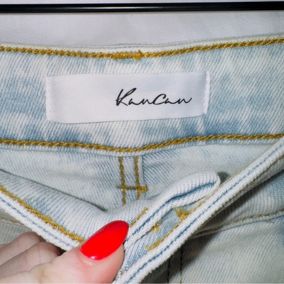 Kancan NWT Light Wash Denim High Rise Frayed Hem Ankle Length Skinny Jeans 13/30 - Picture 2 of 7